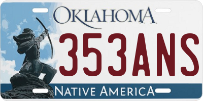 OK license plate 353ANS