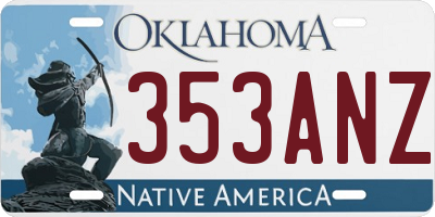 OK license plate 353ANZ