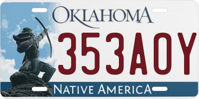 OK license plate 353AOY