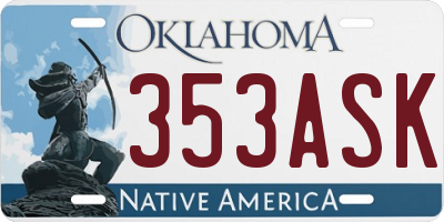 OK license plate 353ASK