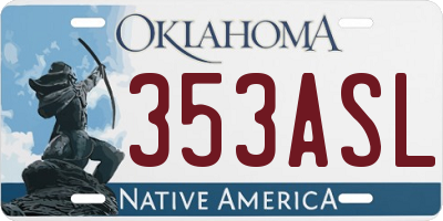 OK license plate 353ASL