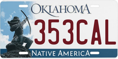 OK license plate 353CAL