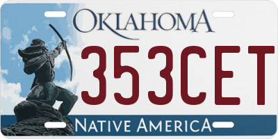 OK license plate 353CET