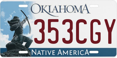 OK license plate 353CGY