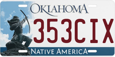 OK license plate 353CIX