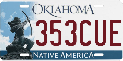 OK license plate 353CUE