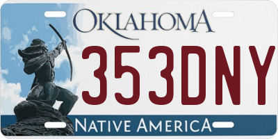 OK license plate 353DNY