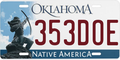 OK license plate 353DOE