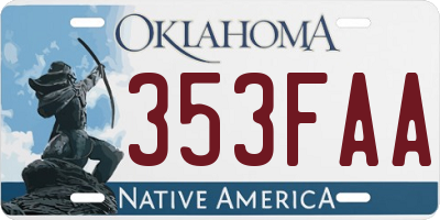 OK license plate 353FAA