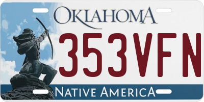 OK license plate 353VFN