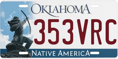 OK license plate 353VRC