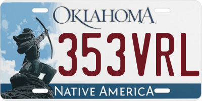 OK license plate 353VRL