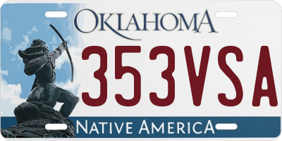 OK license plate 353VSA