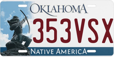 OK license plate 353VSX