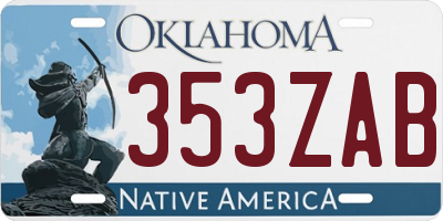 OK license plate 353ZAB