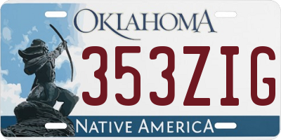 OK license plate 353ZIG