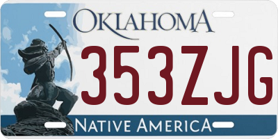 OK license plate 353ZJG