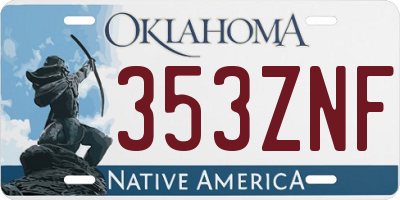 OK license plate 353ZNF