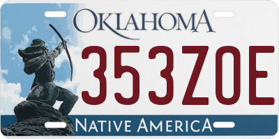 OK license plate 353ZOE