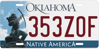 OK license plate 353ZOF