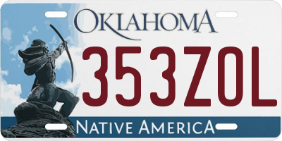OK license plate 353ZOL