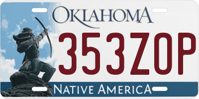 OK license plate 353ZOP