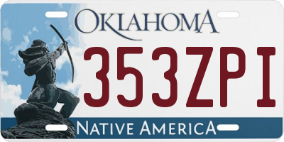 OK license plate 353ZPI