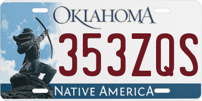 OK license plate 353ZQS