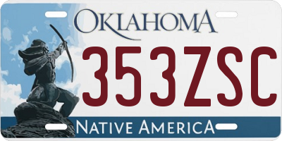 OK license plate 353ZSC