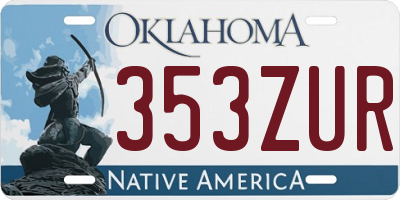 OK license plate 353ZUR