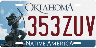 OK license plate 353ZUV