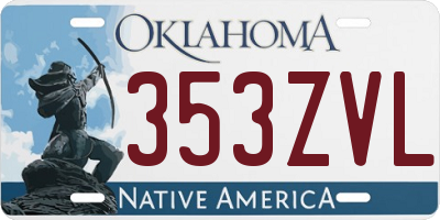 OK license plate 353ZVL