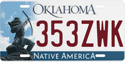 OK license plate 353ZWK
