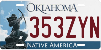 OK license plate 353ZYN