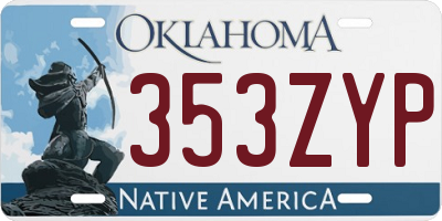 OK license plate 353ZYP