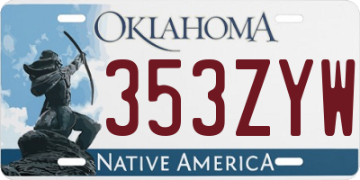 OK license plate 353ZYW