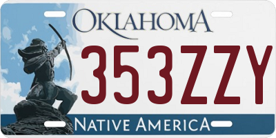 OK license plate 353ZZY