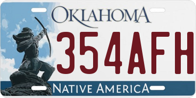 OK license plate 354AFH
