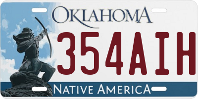 OK license plate 354AIH