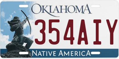 OK license plate 354AIY
