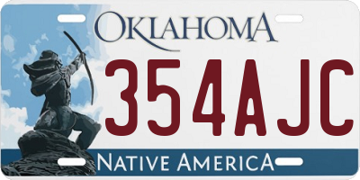 OK license plate 354AJC