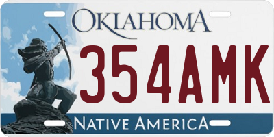 OK license plate 354AMK