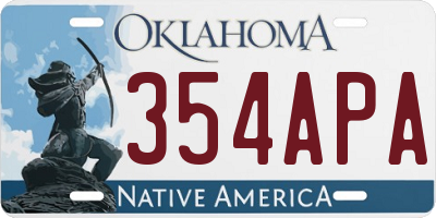 OK license plate 354APA
