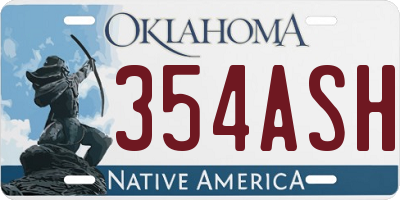 OK license plate 354ASH