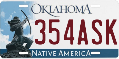 OK license plate 354ASK