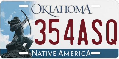 OK license plate 354ASQ