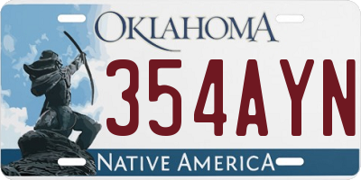 OK license plate 354AYN