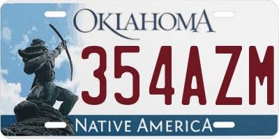 OK license plate 354AZM