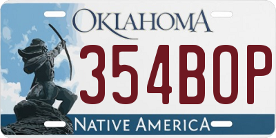 OK license plate 354BOP