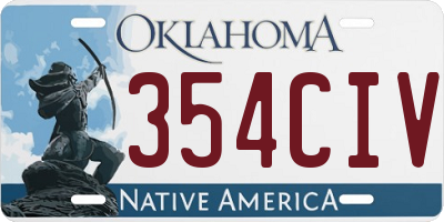 OK license plate 354CIV